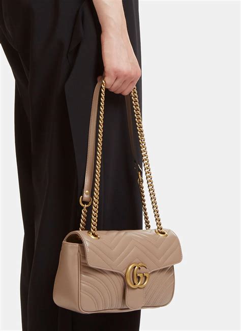 GG Marmont small shoulder bag in taupe leather 